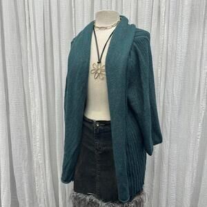 Casual Indie Boho Knit Teal Cardigan (L)